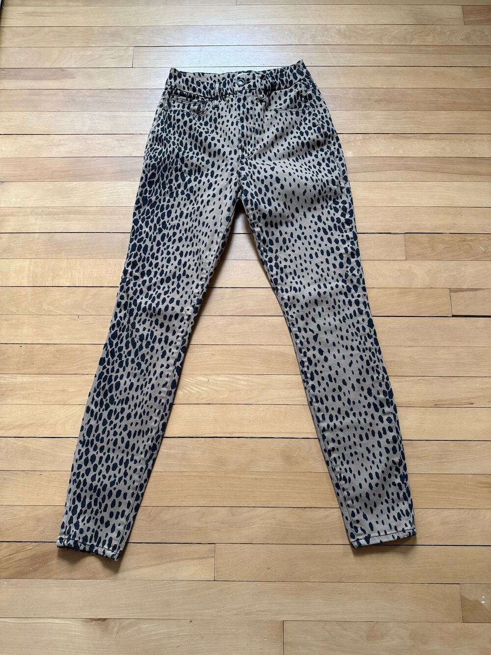 Good American Leopard Print High-Rise Skinny Jeans - Brown/Black - Size 4/27